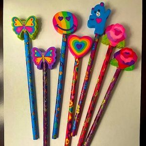 Lisa Frank Pencil With Eraser '90s Y2K Vintage Authentic ~ LOT OF 7